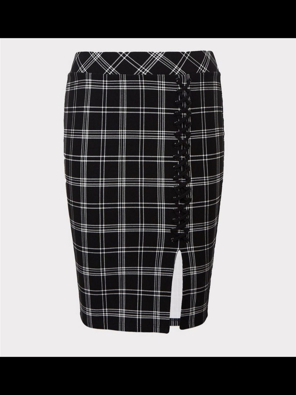 torrid Black and White Plaid Lace-Up Pencil Skirt
